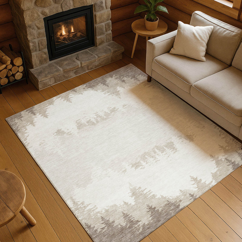 Machine Washable Indoor/Outdoor Chantille ACN2861 Lodge Rug, Ivory, 5' x 7'6"