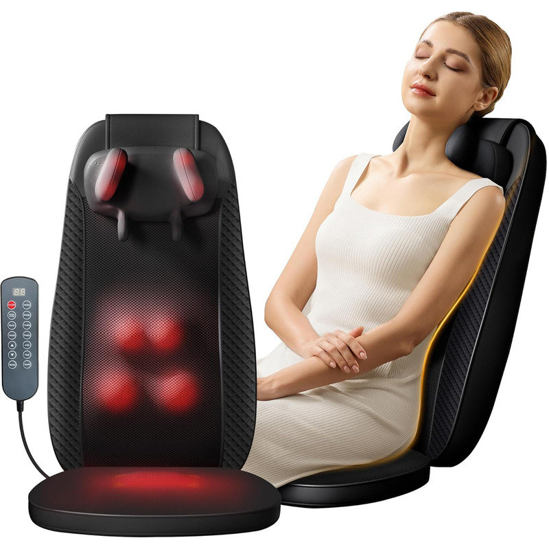 Inbox Zero Shiatsu Neck and Back Massager,Chair Massager with Heat Full ...