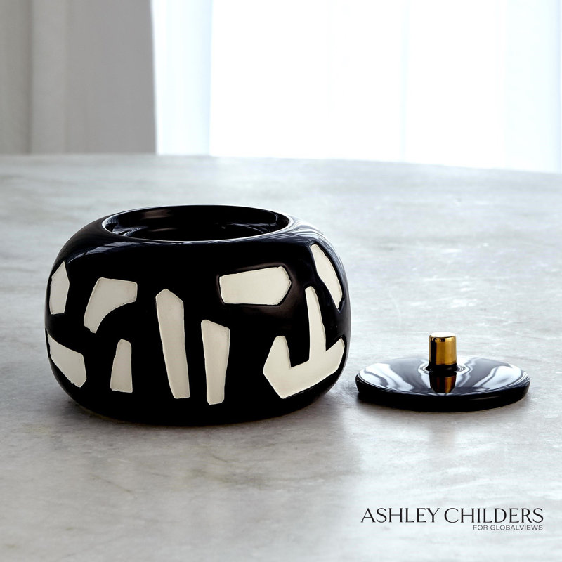 Handmade Earthenware Jar, Black, 4.25" H x 6.25" W X 6.25" D