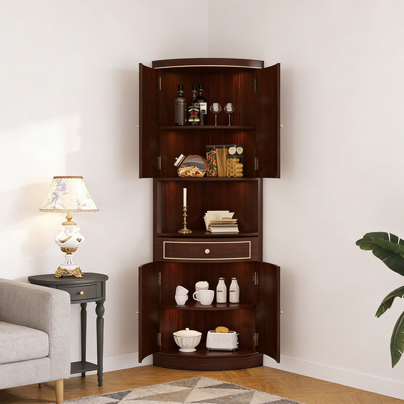 Une armoire d'angle multifonctionnelle et peu encombrante, Marron foncé