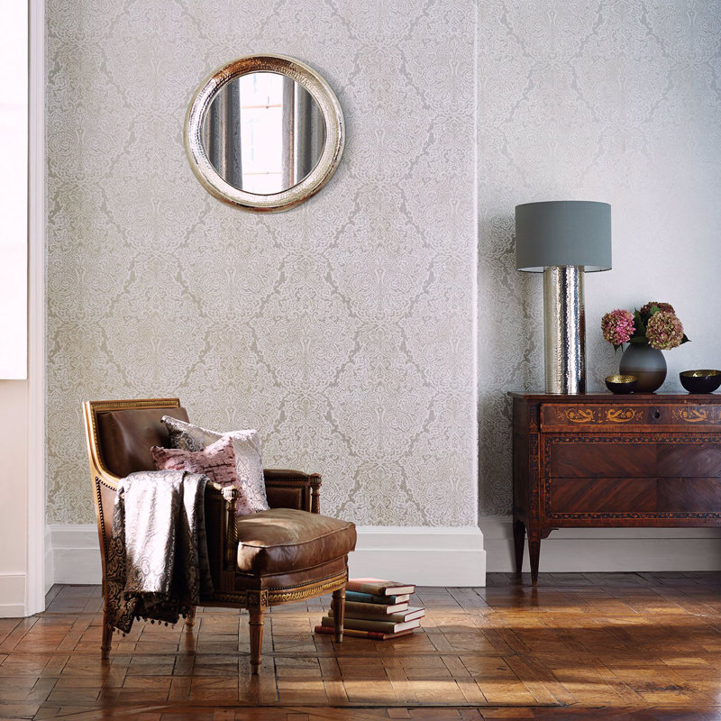 Aurelia 10.05m x 68.6cm Pearl Wallpaper Roll, White Gold
