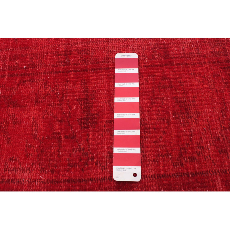 Tapis rouge foncé en laine noué à la main de conception unique 2000 pi 6 pi 3 po x 9 pi 10 po Olayinka