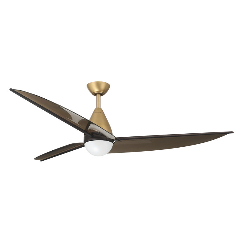 Lirden 65" 5CCT LED Ceiling Fan, Brass, Brown Smoke