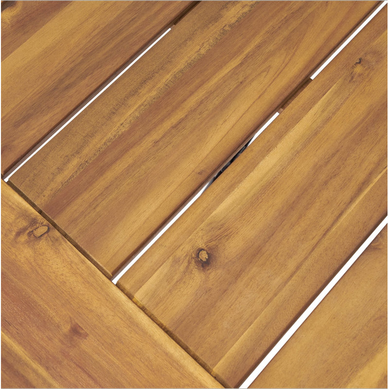 Table basse d'extérieur en bois d'acacia, finition teck / métal rustique