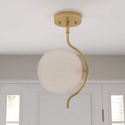 1 - Light Semi Flush Mount with White Jade Glass