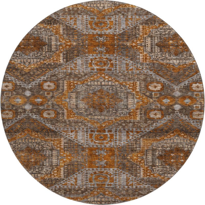 Premium Machine Washable Mayfield AMF1928 Global Rug, Round 8'