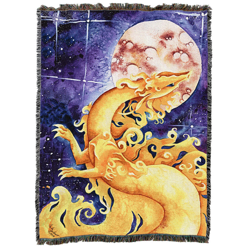 Pure Country Weavers As The Sun Dances Dragon Blanket by Carla Morrow - Gift Fantasy Tapestry Throw Woven from Cotton - Made in The USA (72x54)