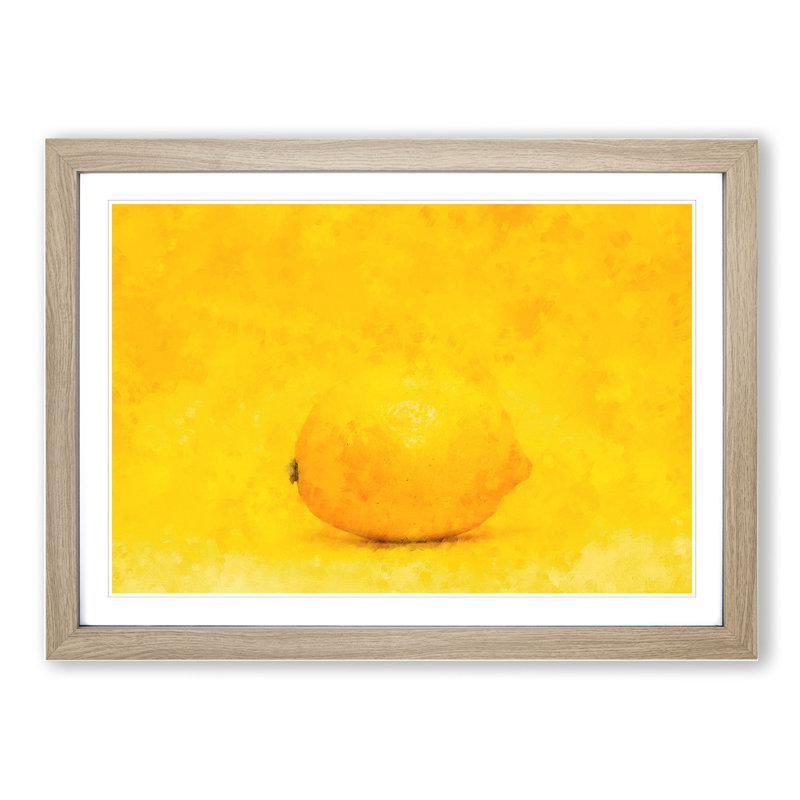 Lemon Yellow - Picture Frame Painting, 48cm H x 65cm W x 2cm D, Oak Framed