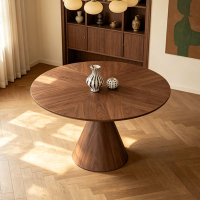 Mid-Century Walnut Round Dining Table
