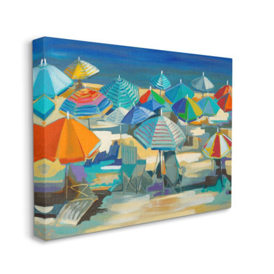 " Colourful Beach Umbrella Landscape Nautical Deep Blue "