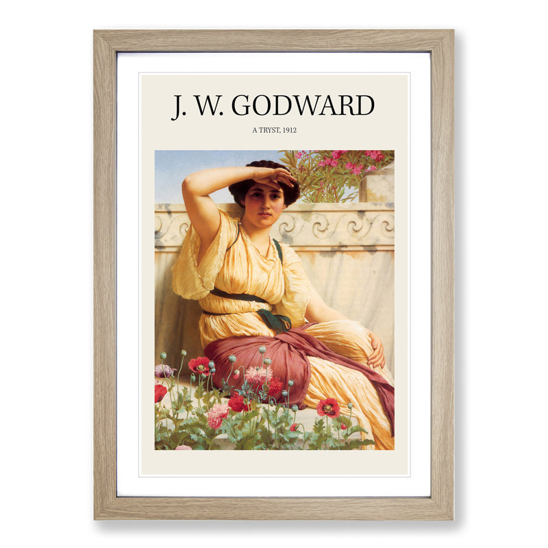 A Tryst by John William Godward - Picture Frame Painting, 36cm H x 27cm W x 2cm D, Oak Framed