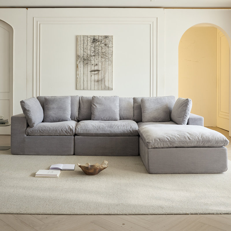 Canapé modulaire modulaire, canapé modulaire compressé en velours côtelé de style minimaliste moderne, canapé-lit, 4