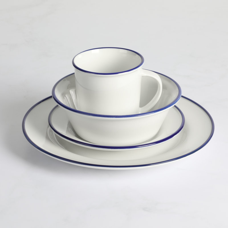 Martha Stewart Cliffield 16 Piece Dinnerware Set, Blue;White