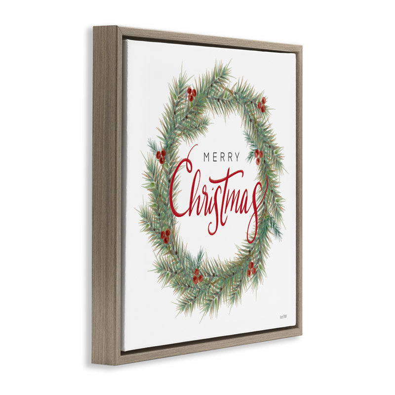 Art mural sur toile Traditional Merry Wreath par House Fenway, H 25 po x l 25 po, Cadre flottant orme Montalcino