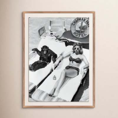Amadeo "Woman Sunbathing with Chimpanzee" Print