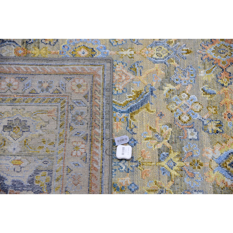 Tapis beige rectangulaire en laine / soie noué à la main, Rectangle 8 pi x 10 pi