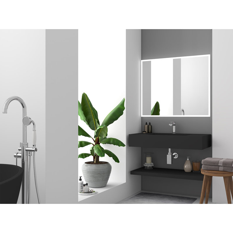 Lavabo de salle de bain mural rectangulaire minimaliste Boyter 36, Noir