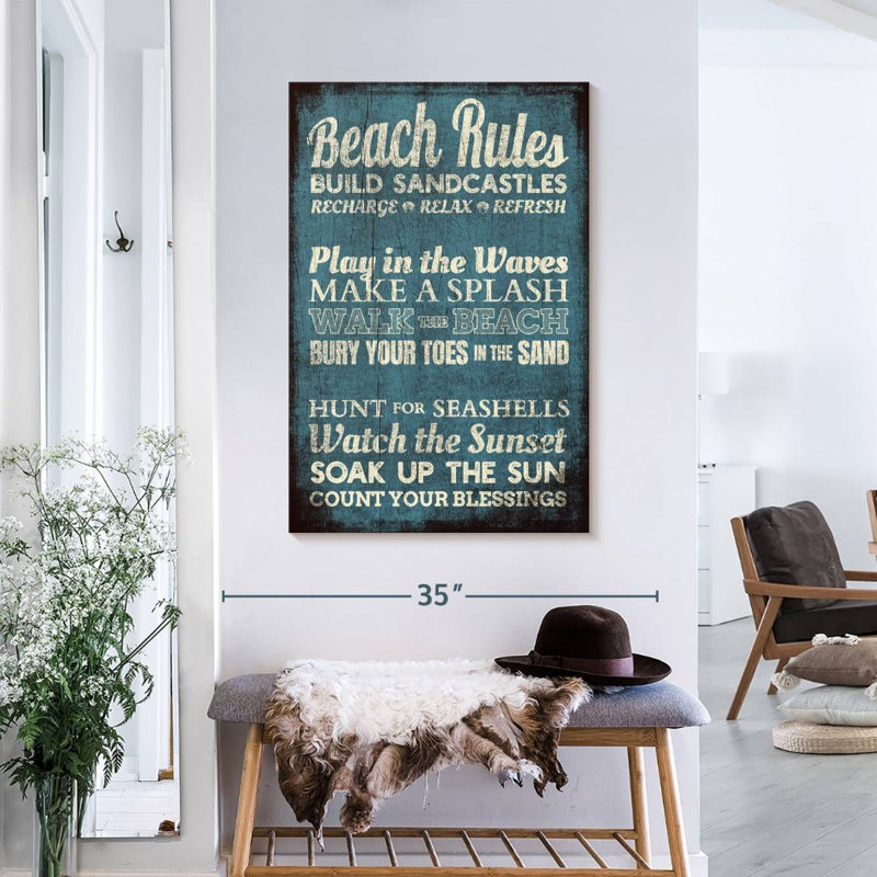 " Beach Rules " by Charles B, 36" H x 24" W x 1.25" D