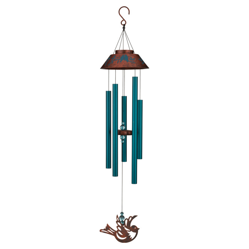 Carillon extérieur en acier et aluminium 40 po avec finition thermolaquée sarcelle et décorations en acrylique