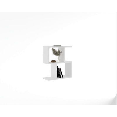 Modern 2-Tier Side Table, White, 17.7 x 20.2 x 7.1 inches | 100% Melamine Coated Particle Board, Thickness: 0.7 inches | Sleek Design with Additional Storage, Ideal for Living Room & Bedroom Use