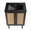 Meuble-lavabo autoportant de 24 po en chêne noir avec plateau central noir à 3 trous Classe-100841229-100841227