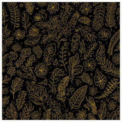Gold Botanical Illustrations Shower Curtains Extra Long