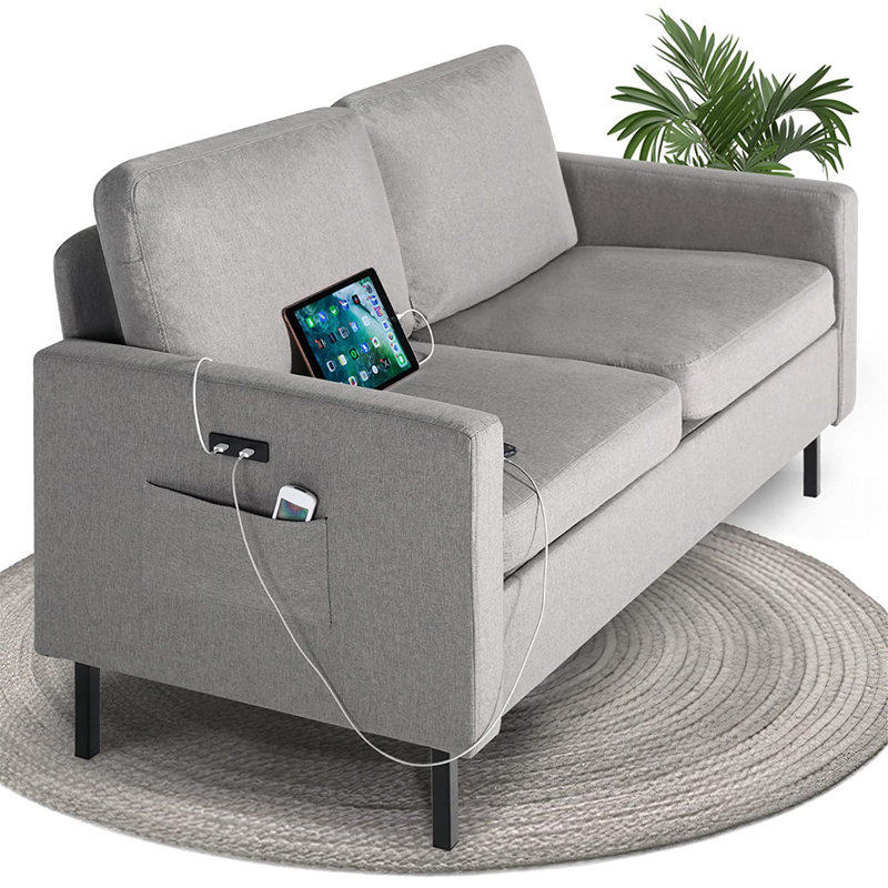 Redi Upholstered 56.3'' Loveseat, Light Gray