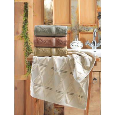 Ensemble de serviettes à main de qualité supérieure (4 pièces) - 100% coton, 19,7 po x 35,4 po | Doux et absorbant, 18,6 oz / m² | Comprend des couleurs crème, moutarde, rouge carreau et kaki | Parfait pour la maison, le spa et la salle de sport, fa