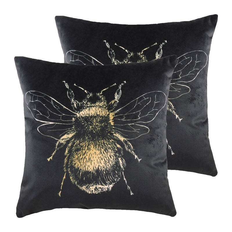 Geometric Square Cushion, Black