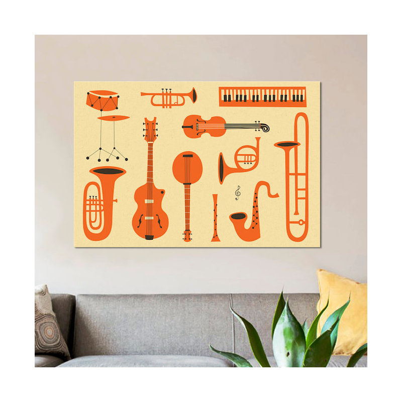 «Just Jazz I», impression sur toile, H 18 po x l 26 po x P 1,5 po, Toile avec cadre noir, Pas de tapis