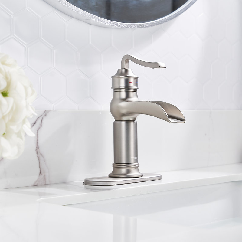 Single-handle Bathroom Faucet with Drain Assembly, Brushed Nickel 