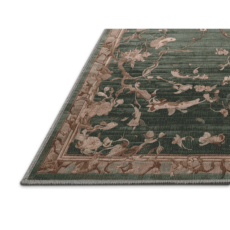 Machine Washable Brown Area Rug, Square 7'