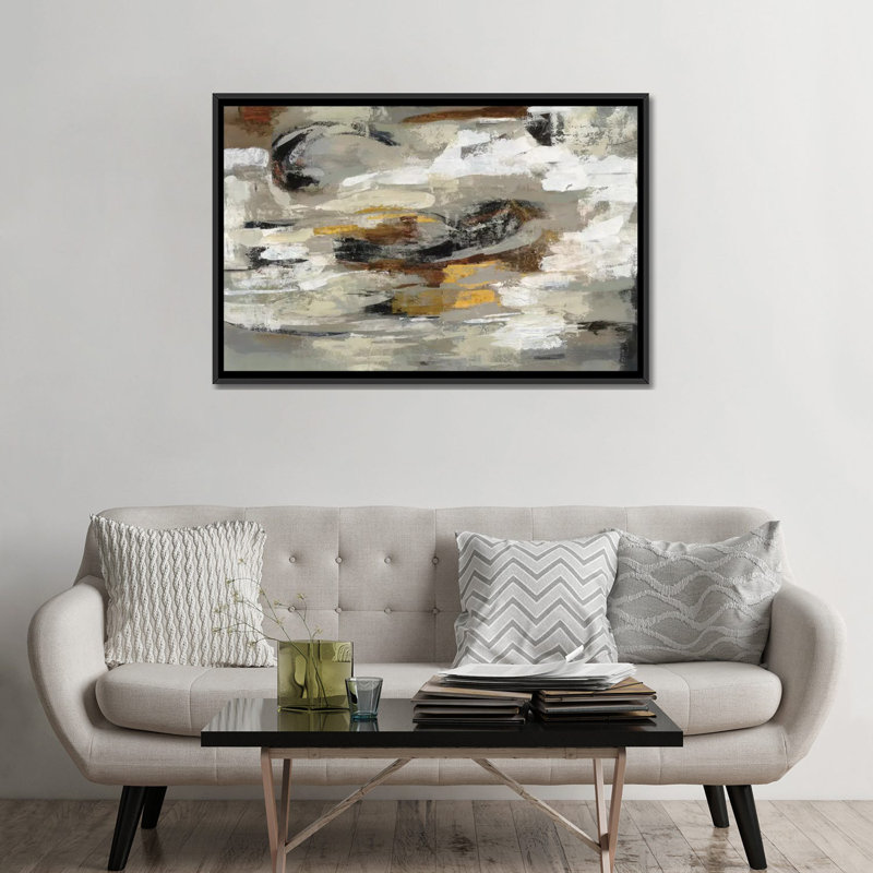 «Neutral & Gray Abstract» par Silvia Vassileva, reproduction sur toile tendue, H 8 po x l 12 po x P 0,75 po, Toile tendue
