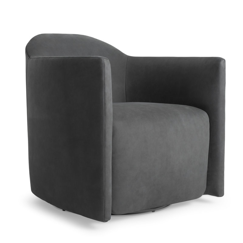 About Face Swivel Club Chair, Ink Genuine Leather