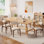Ensemble de chaises de salle à manger rembourrées, 6 chaises de cuisine en bois, beige moderne, revêtement en velours doux et moelleux