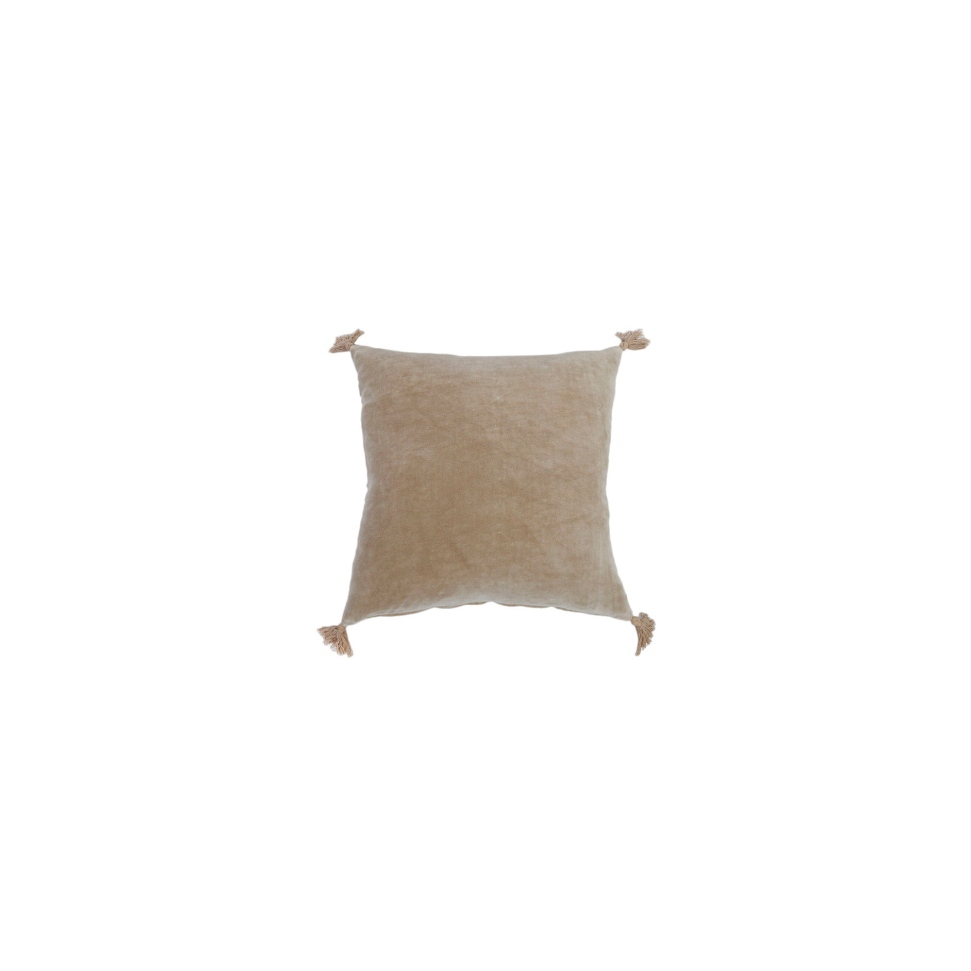 Bianca Velvet Pillow Cover & Insert, Natural, Square 20", Feather