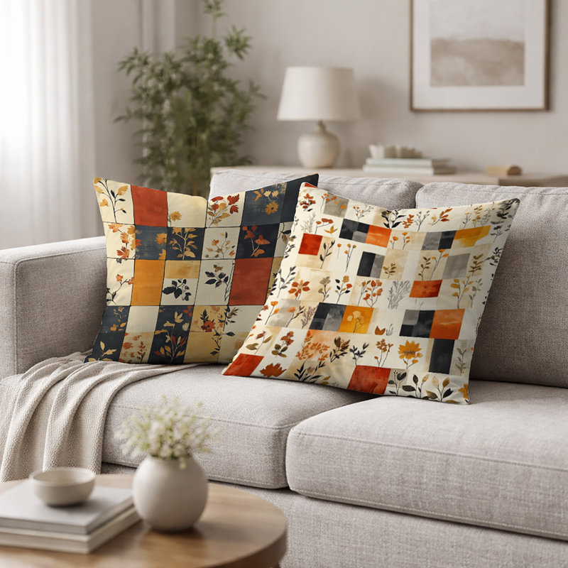 Coussin décoratif 2 pièces Patchwork, H 18 po x l 18 po