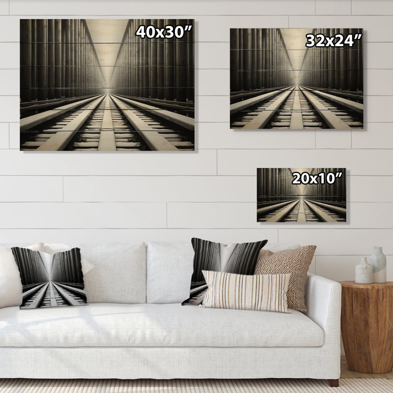 Train Minimalist Traces I sur bois, H 30 po x l 40 po x P 0,78 po