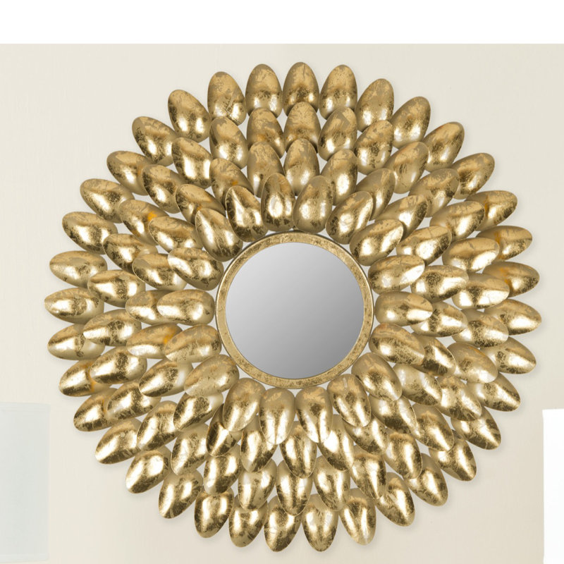 Wald Metal Sunburst Wall Mirror with Hooks