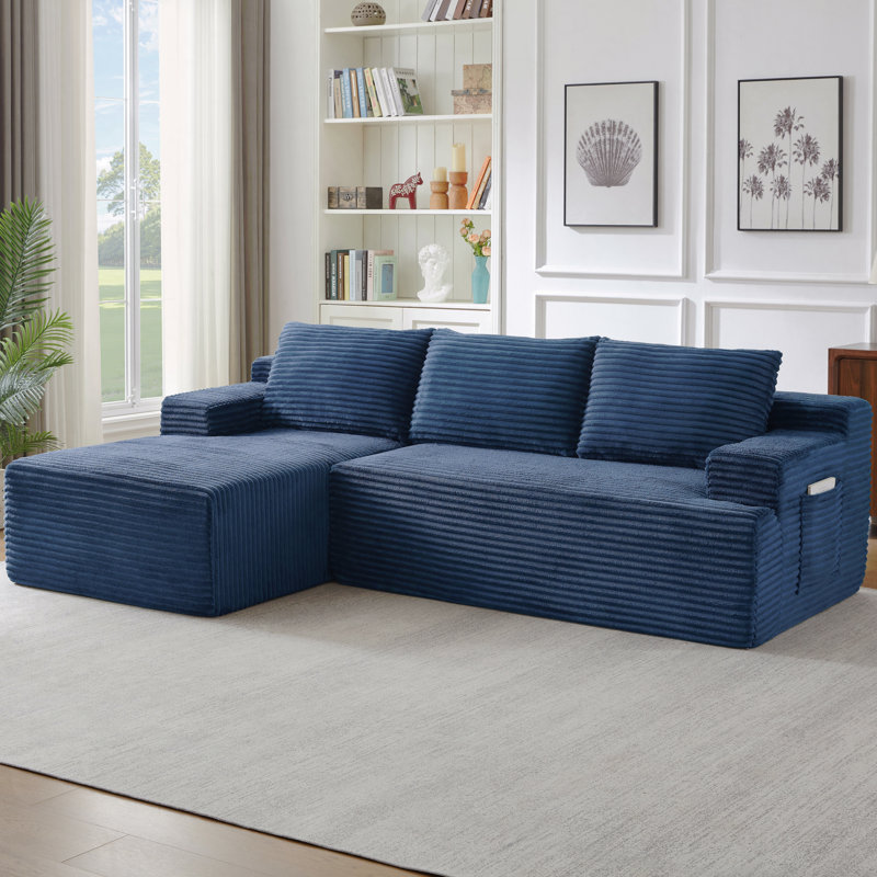 Canapé modulaire en L avec siège profond, sans assemblage requis, canapé modulaire pour salon, chambre à coucher, appartement, bleu