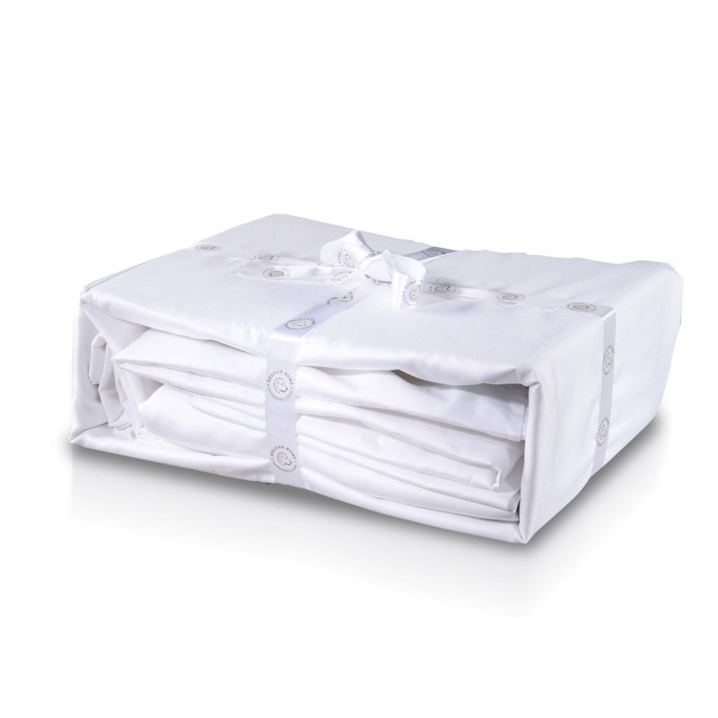 Draps 100% coton Delilah Home, Blanc, Couvre-lit double + 4 pièces supplémentaires