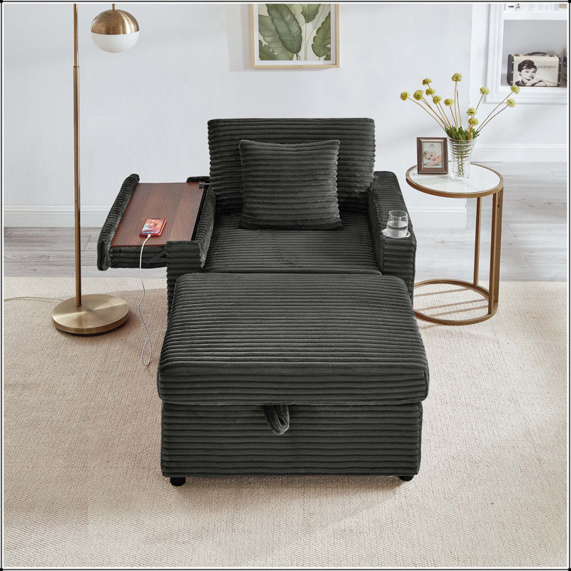 Canapé avec repose-pieds Fluffy, Dark Gray