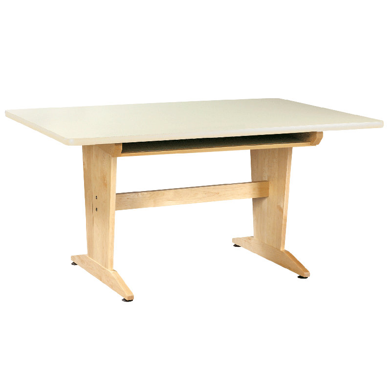 Bureau en bois manufacturé multi-étudiants, H 30 po x l 60 po x P 42 po, Plastique stratifié amande