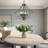 23.5" 6-Light Modern Farmhouse Pendant Chandelier, Open Frame Design, Black Accents + Gray Oak Wood Finish