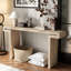 Console 60 pouces avec bois vieilli et finition naturelle pour le couloir du salon - charme, conception multi-espaces, table rectangulaire, base en forme de H, entrée de style rustique, hauteur standard, pieds,