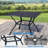 5-Piece Outdoor Dining Set, Square Metal Table With 4 Dark Blue Chairs, Black Patio Table With Umbrella Hole For Garden, Yard, Patio-1435789504
