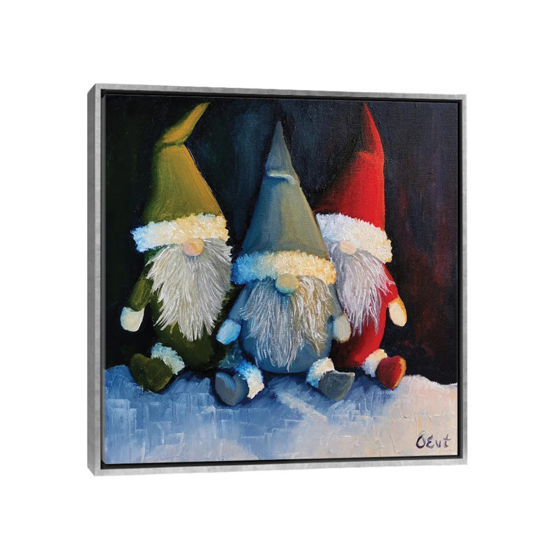 Gnomes de Noël. Cadeau de Noël - reproduction d'art murale - toile encadrée, Argent argent, H 26 po x l 26 po