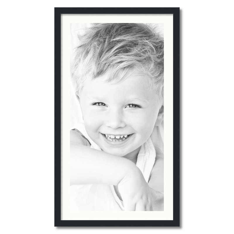 Cadre pour photo simple 18 po x 36 po en bois mat, Tissu blanc