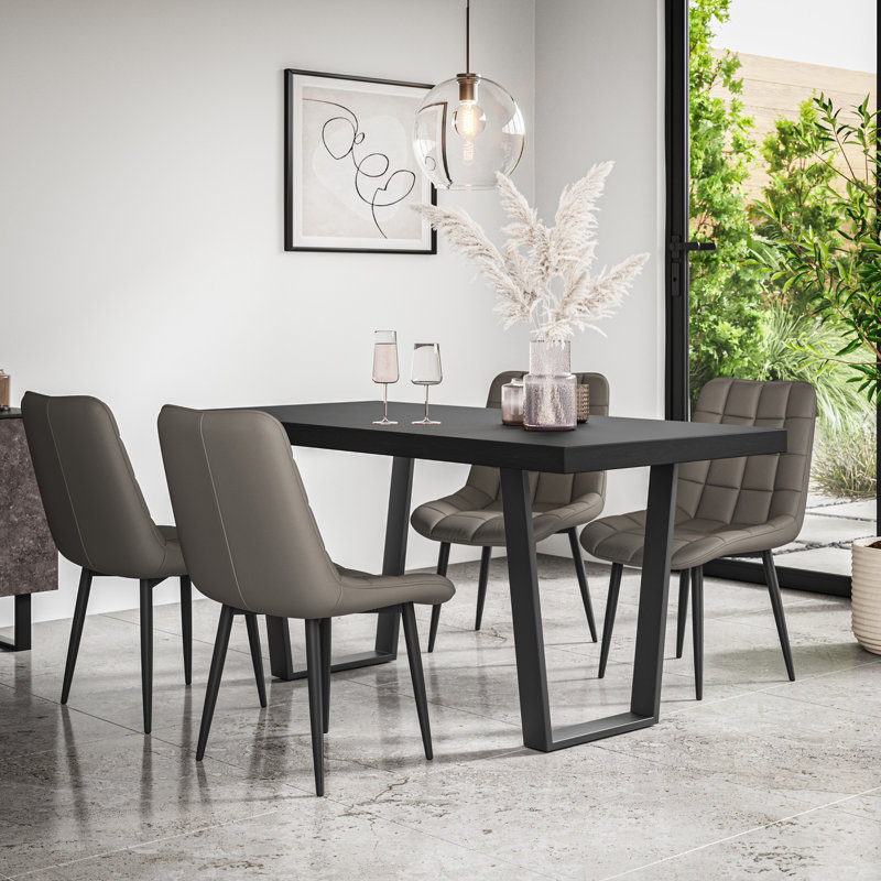 Wapella 4 - Person Dining Set, Black/Black/Grey
