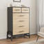 Commode 6 tiroirs de 46,6 pouces de hauteur avec pieds et robot aspirateur. Armoire de rangement en chêne naturel-571484898